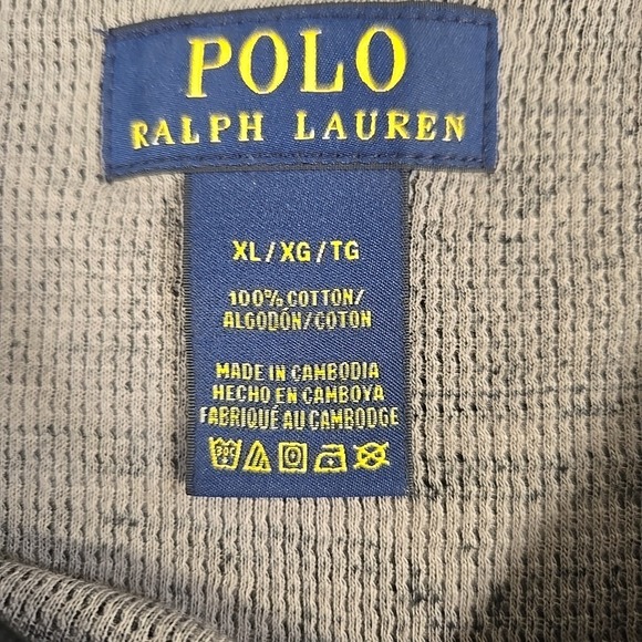 Polo Ralph Lauren Long Sleeve Thermal T-shirt Aztec Print Mens XL Black Gray - Picture 6 of 16